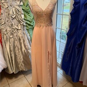 JJs House Blush Pink Prom Dress/Bridesmaid  with Embellished Bodice